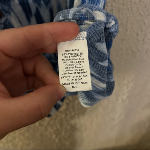 Parallel Skies Blue & White Button-Down Blouse Size Xl casual everyday beach - Picture 5 of 7